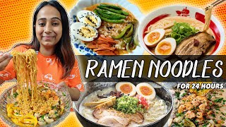 I only ate quotRAMEN NOODLESquot🍜 for 24 Hours Challenge 4 easy amp delicious ramen recipe Food Challenge [upl. by Bonnes]