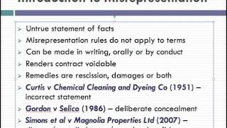 Misrepresentation Lecture 1 of 4 [upl. by Gluck381]